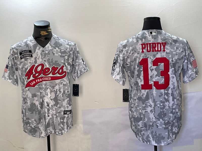 Men%27s San Francisco 49ers #13 Brock Purdy Arctic Camo 2024 Salute to Service Stitched Baseball Jersey->san francisco 49ers->NFL Jersey